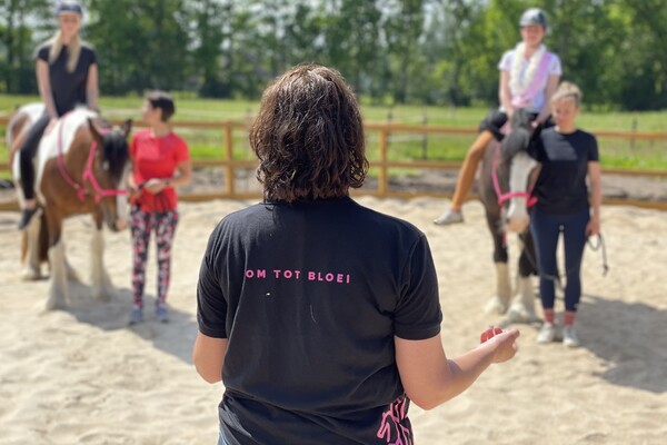 Yoga op en naast het paard